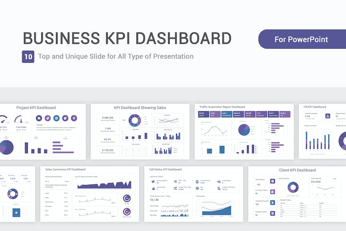 商务核心绩效指标（KPI）数据可视化仪表板与经营分析PPT模板 - 乐喵办公