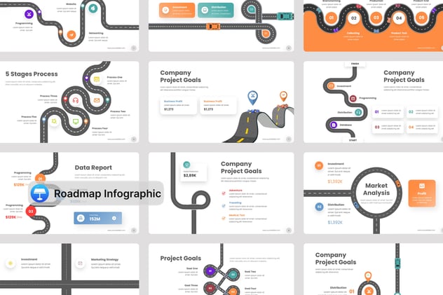 战略规划路线图(Roadmap)与长期愿景达成路径展示Keynote模板 - 乐喵办公
