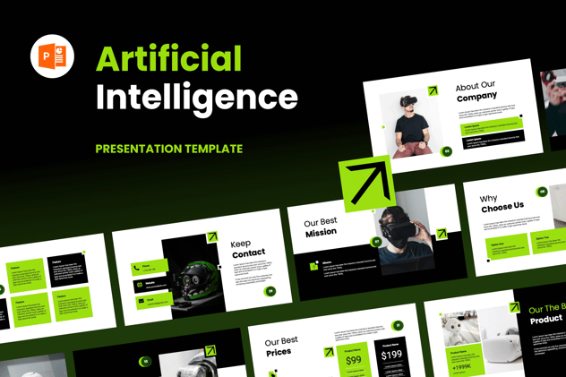 AI人工智能技术应用创新方案PPT模板 - 乐喵办公
