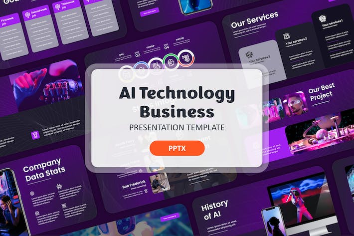 AI技术未来科技人工智能商业应用汇报PPT模板 - 乐喵办公