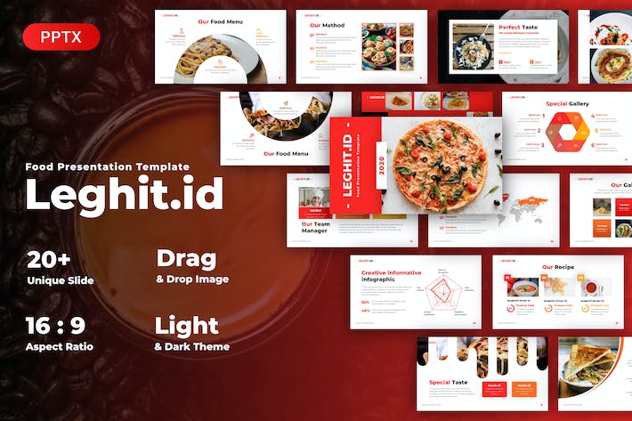 现代西式餐饮品牌形象宣传与招牌菜品摄影画册展示PPT模板 - 乐喵办公