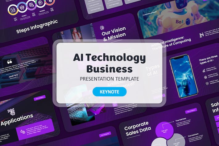AI人工智能技术商务应用融资演讲Keynote模板 - 乐喵办公
