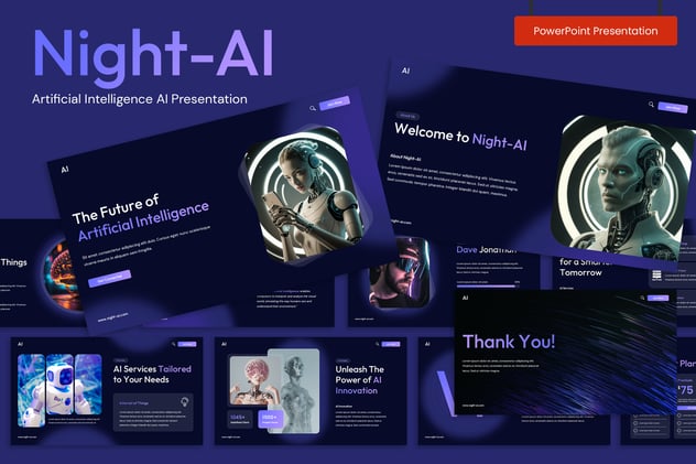 AI人工智能科技应用创新实践方案PPT模板 - 乐喵办公