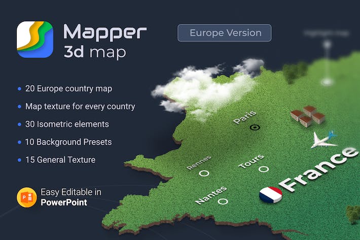 3D立体地图房地产行业小房子数据分析图表PPT模板 - 乐喵办公