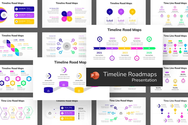 项目阶段规划时间轴、业务发展路线图(Roadmap)导航PPT模板 - 乐喵办公
