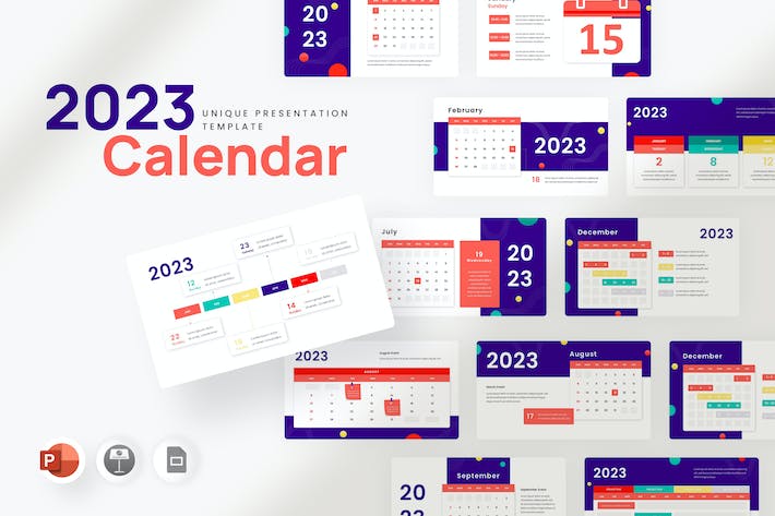 2023年度日历工作计划数据统计图表PPT模板 - 乐喵办公