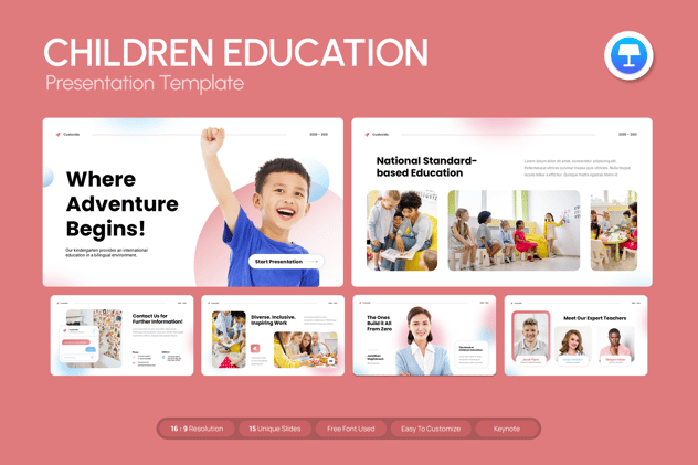 幼儿早期教育、兴趣班培训课程体系展示Keynote模板 - 乐喵办公