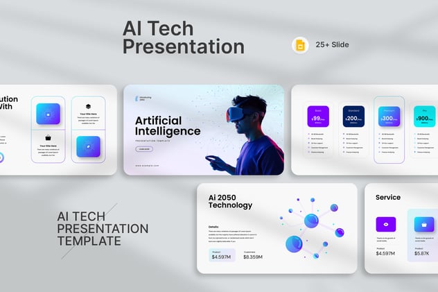 智能科技AI产品功能发布演示PPT模板 - 乐喵办公