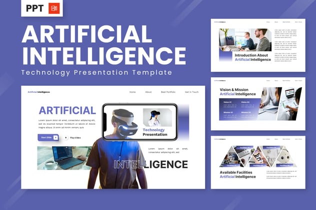AI人工智能技术科技创新解决方案PPT模板 - 乐喵办公