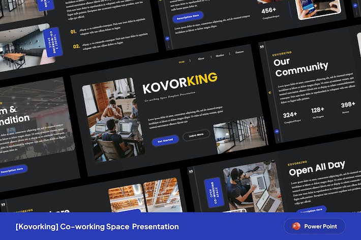 现代协同工作空间(Coworking)介绍与服务展示PPT模板 - 乐喵办公