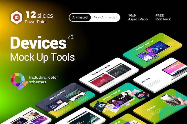 现代化多设备UI/UX样机套件、App交互原型与网页设计展示Powerpoint模板 - 乐喵办公
