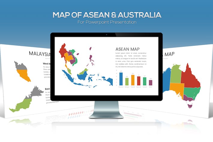 东盟(ASEAN)十国地理版图与澳大利亚国家行政区划地图PPT模板 - 乐喵办公