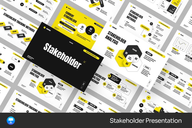 项目利益相关者(Stakeholder)权力利益矩阵分析信息图形Keynote模板 - 乐喵办公