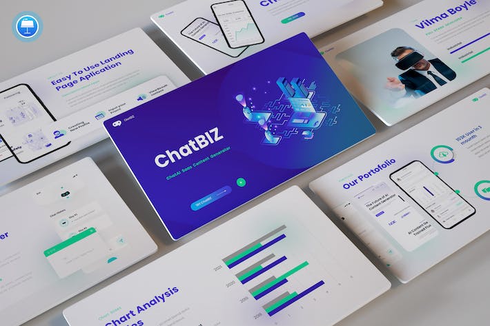 人工智能ChatGPT大模型对话生成科技Keynote模板 - 乐喵办公