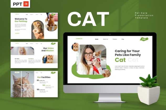 宠物猫狗日常护理保健知识科普与宠物店会员服务方案PPT模板 - 乐喵办公