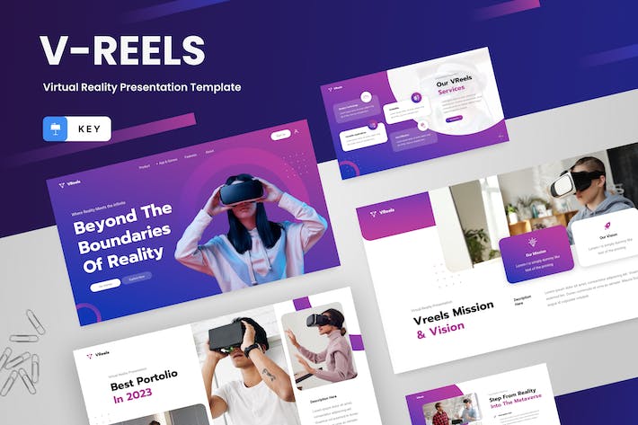 虚拟现实VR技术创新应用解析与人工智能未来科技趋势报告Keynote模板 - 乐喵办公