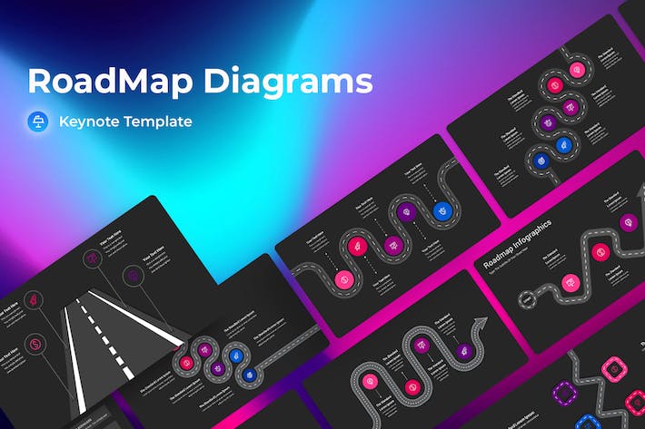 科技风产品研发路线图(Roadmap)与规划示意图Keynote模板 - 乐喵办公