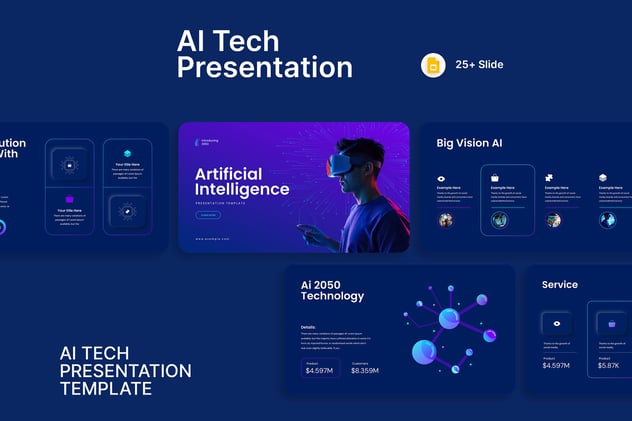 AI人工智能数字化转型技术演示PPT模板 - 乐喵办公