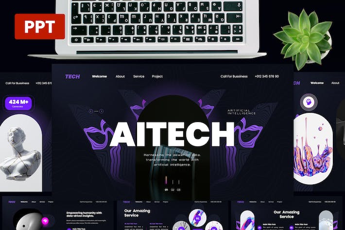 AI人工智能技术创新应用高峰论坛演讲PPT模板 - 乐喵办公