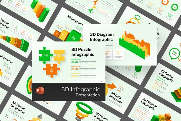 立体3D柱形图数据对比与空间几何逻辑分析信息图PPT模板 - 乐喵办公